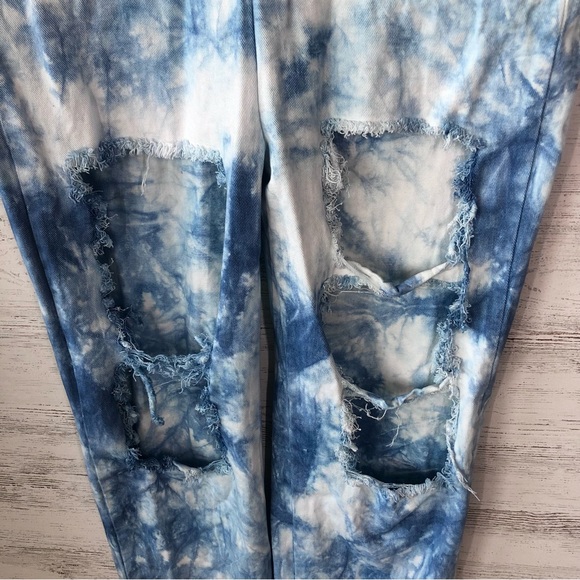 NO. 1 LOS ANGELES Acid Wash Denim Distressed Jumpsuit L - Picture 2 of 10